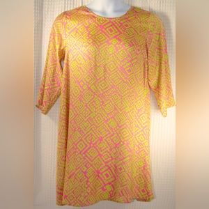 Buckhead Betties Pink With Green Pattern Dress Women’s Size Medium.